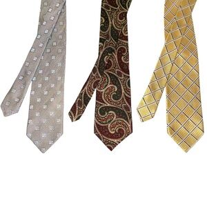 Faconnable Mens Tie Bundle (3) 100% Silk Jacquard Paisley Striped 3.5x58-60”